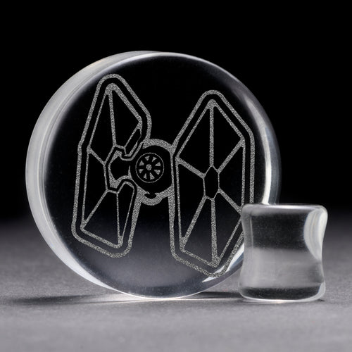 Tie Fighter Plug / Gauge - Clear Glass | Flat Faced Double Flare