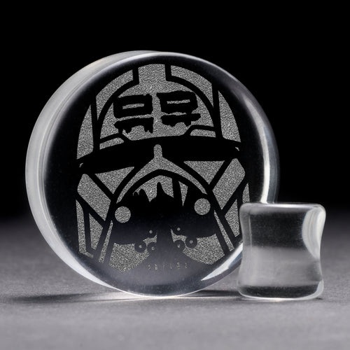 Wrecker Bad Batch Helm Plug / gauge - Clear Glass | Doppelaufgeweitet mit flachem Gesicht
