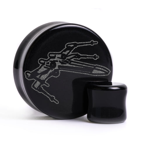 X-Wing Plug / Gauge - Black Glass | Flat Faced Double Flare