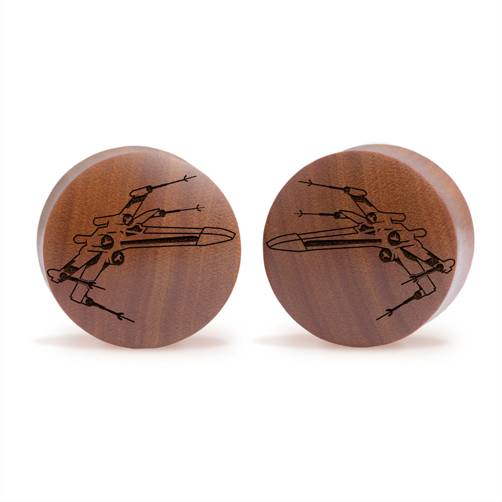 X -Wing Plug / Gauge - Saba Wood | Konvexe Doppelaufgeweitet