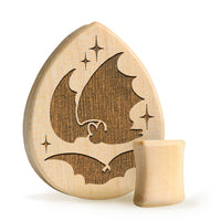 Plug chauve-souris / Jauge - Bois crocodile en goutte d'eau | Double flare à face plate