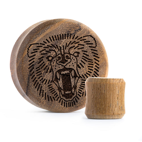 Bear Plug / Gauge - Teak Wood | Flat Faced Double Flare