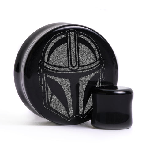 Beskar Steel Helmet Plug - Black Glass | Flat Faced Double Flare