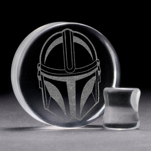 Beskar Steel Helm Plug - Clear Glass | Doppelaufgeweitet mit flachem Gesicht