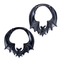 Poids d'oreille chauve-souris en acier noir - Paire
