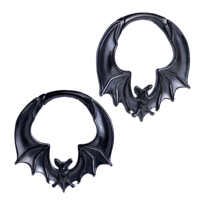Poids d'oreille chauve-souris en acier noir - Paire
