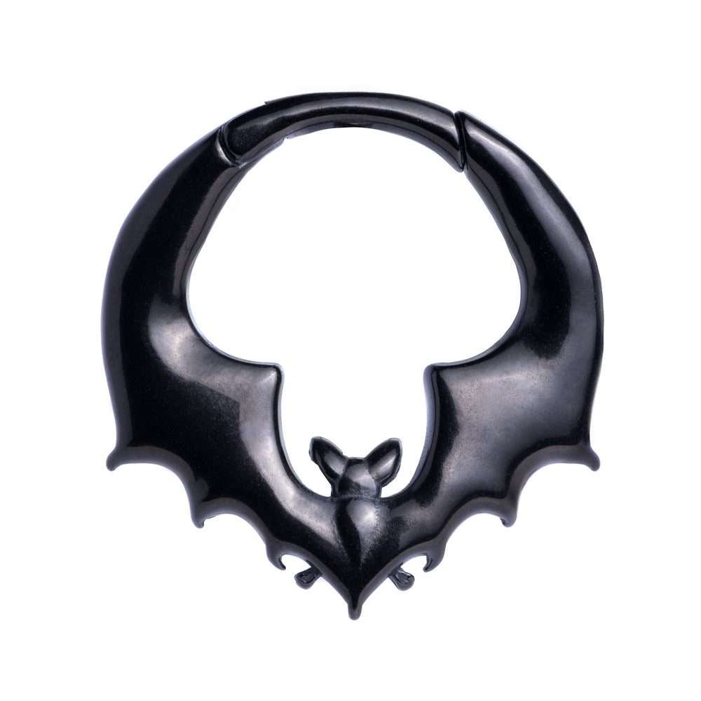 Black Bat Ear Weights (Pair) - Hanging Bat Earrings for Stretched Ears