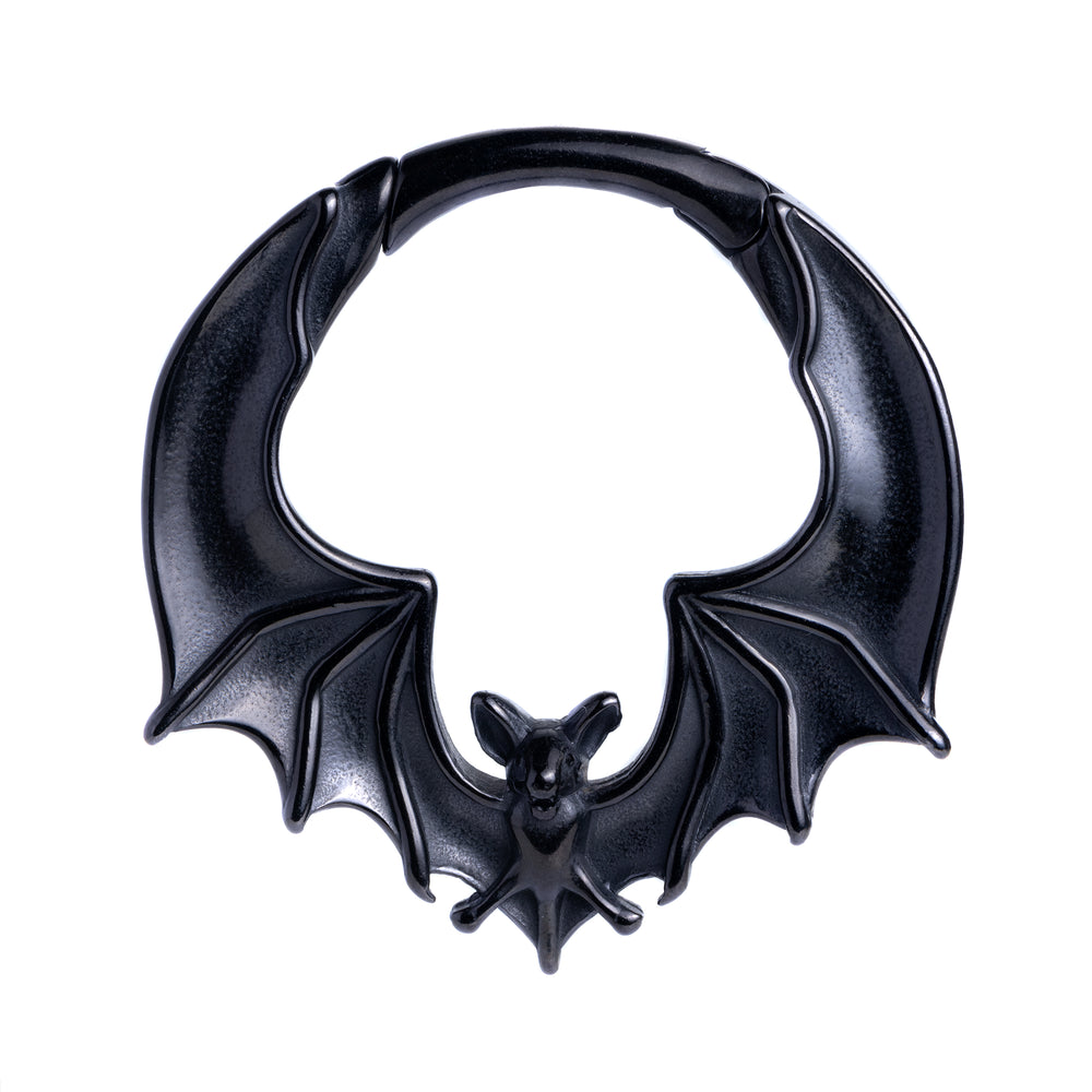 Black Bat Ear Weights (Pair) - Hanging Bat Earrings for Stretched Ears