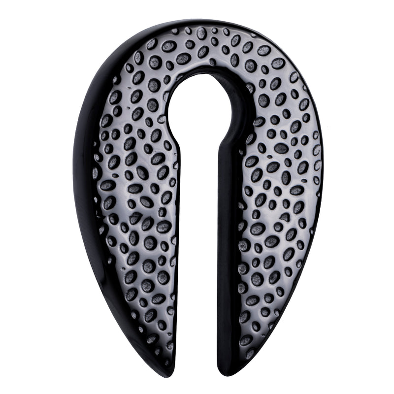 Poids d'oreille trou de serrure en acier martelé noir - Paire