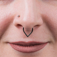Titanium Hinged Teardrop Septum Ring 1.2mm Gauge in Black Custom Plugs