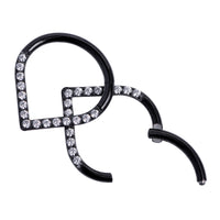 Septum clicker goutte, noir, serti transparent, titane, 1.2mm