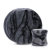Plug / Gauge en pierre de jaspe filet noir