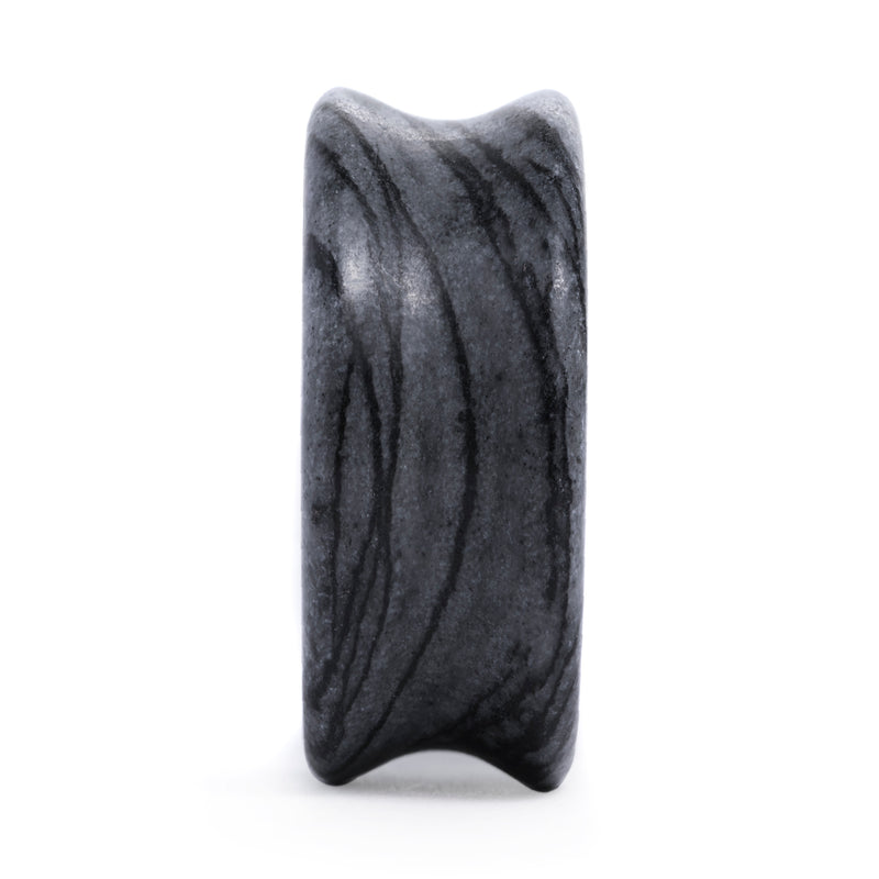 Plug / Gauge en pierre de jaspe filet noir