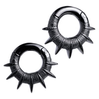 Poids d'oreille à pointes en acier noir - Paire