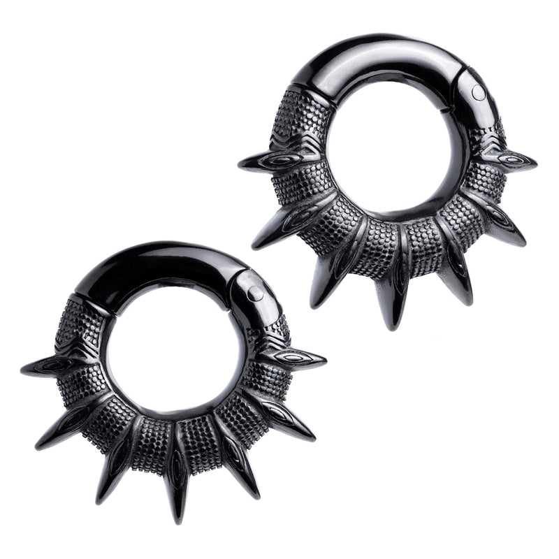 Poids d'oreille à pointes en acier noir - Paire
