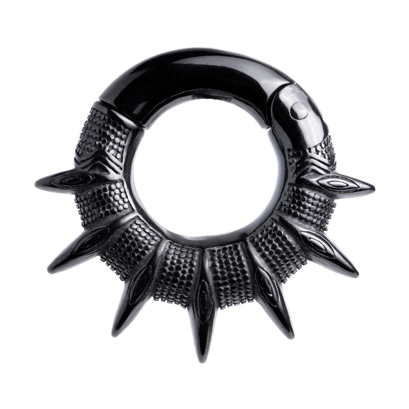 Poids d'oreille à pointes en acier noir - Paire