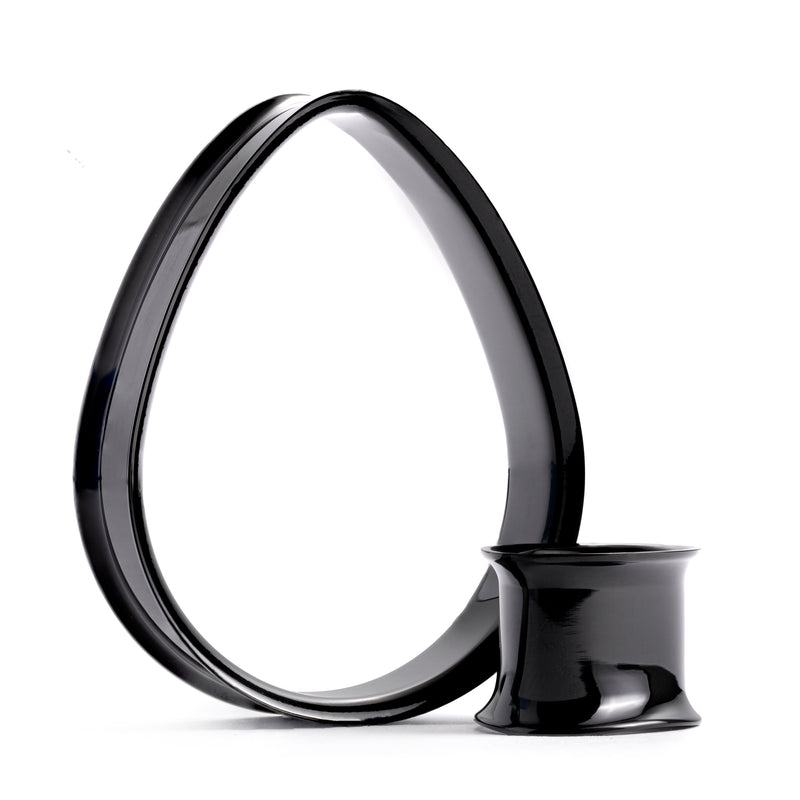 Tunnel d'oreille / Plug / Gauge en acier inoxydable noir en goutte
