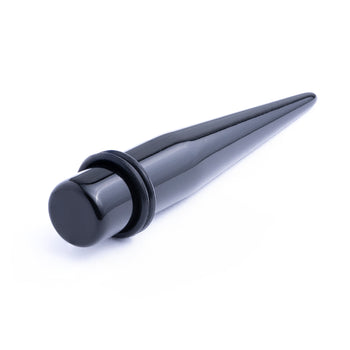 Women wearing large Solid Black Silicone Earring Plug / Gauge