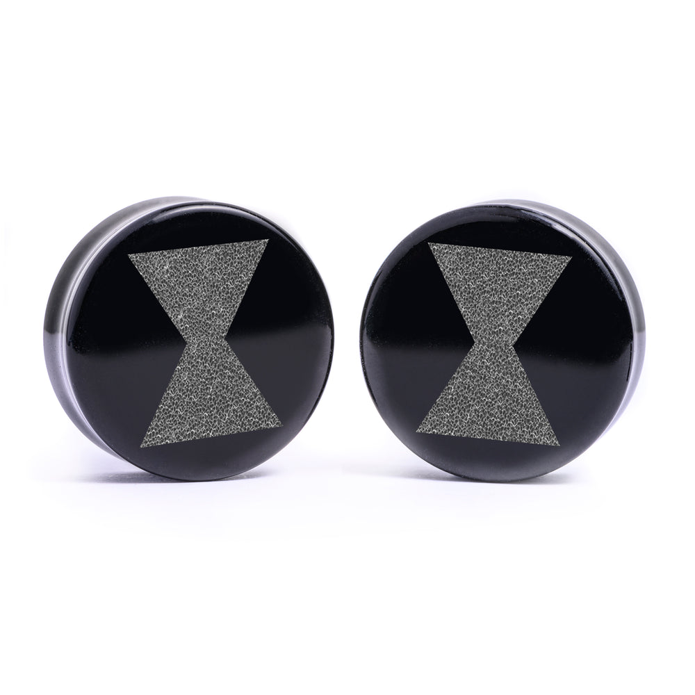 Black Widow Plug / Gauge - Black Glass | Flat Faced Double Flare - Lasered To Order In House At Custom Plugs HQ