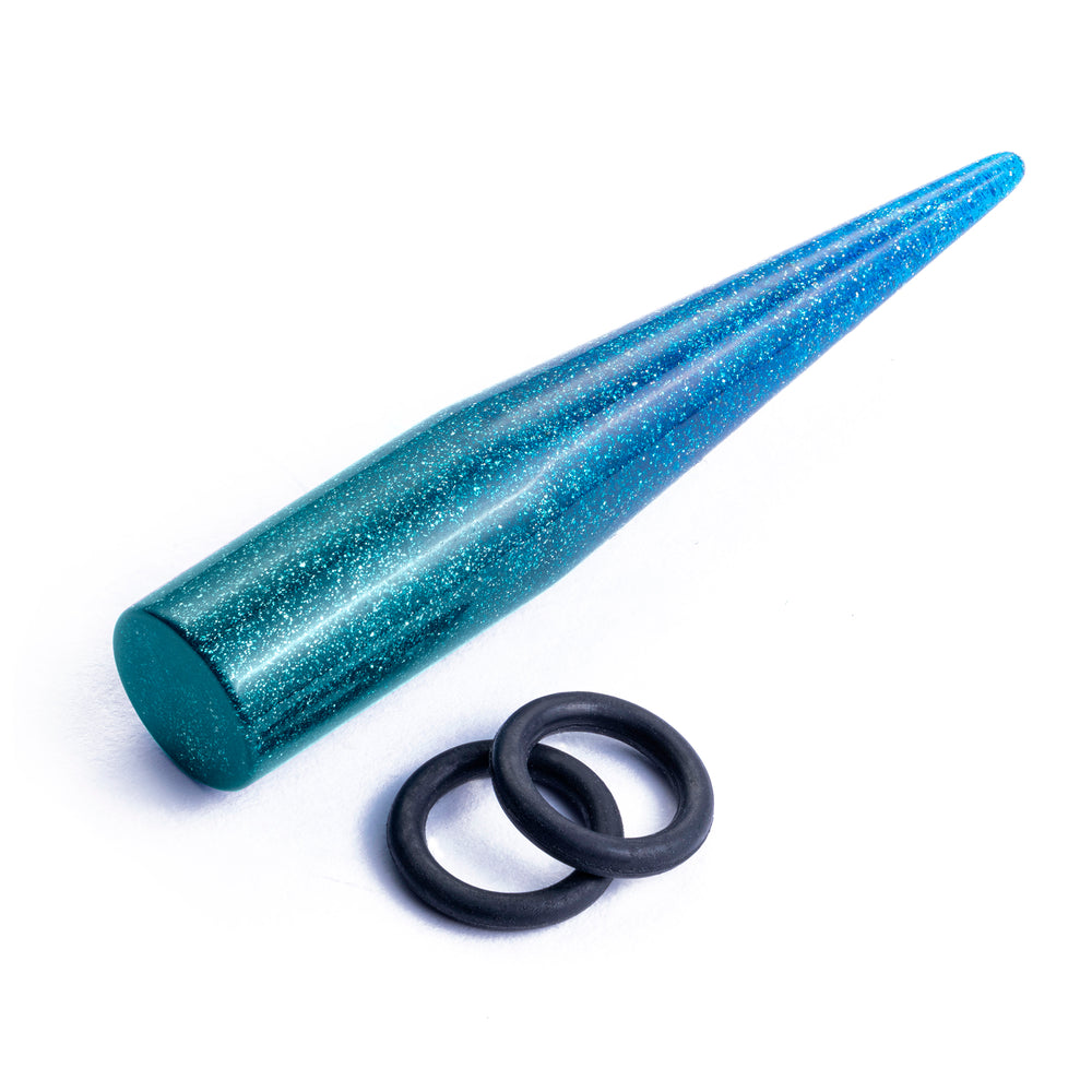 Single Blue/Green Glitter Taper For Stretching in Sizes 1.6mm to 10mm - Acrylic Tapers for Stretching 14g to 00g