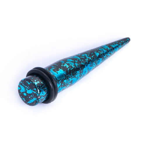 Single Blue & Black Splatter Taper For Stretching in Sizes 1.6mm to 10mm