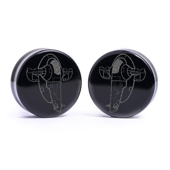 Boba Fett Ship Plug / Gauge - Black Glass | Flat Faced Double Flare
