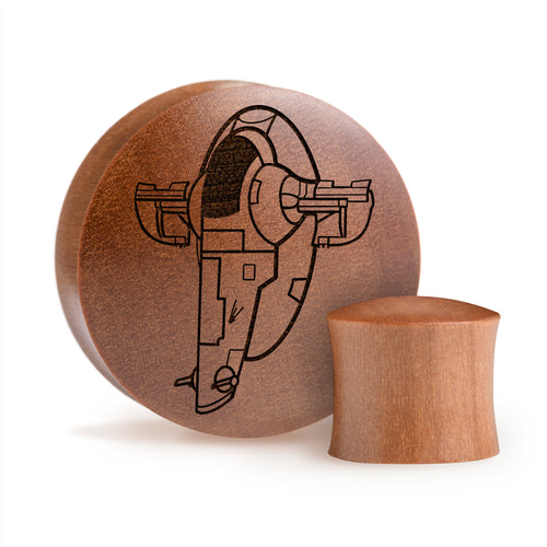 Boba Fett Ship Plug / Gauge - Saba Wood | Convex Double Flare