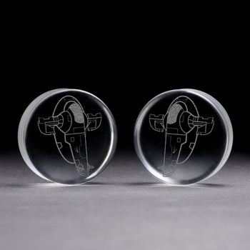 Boba Fett Ship Plug - Clear Glass | Flat Faced Double Flare