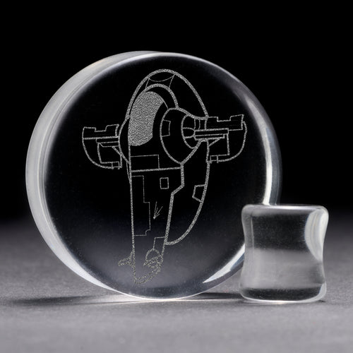 Boba Fett Ship Plug - Clear Glass | Flat Faced Double Flare