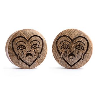 Broken Heart Plug / Gauge - Teak Wood | Convex Double Flare