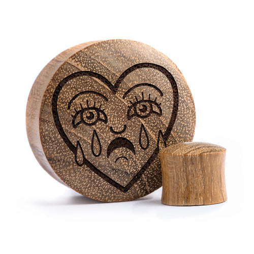 Broken Heart Plug / Gauge - Teak Wood | Convex Double Flare