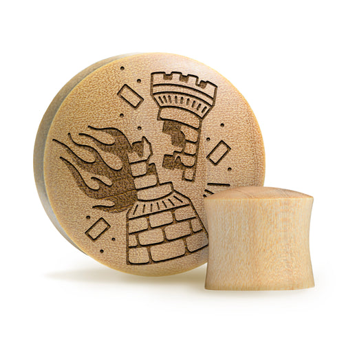 Burning Rook Tattoo Plug / Gauge - Crocodile Wood | Convex Double Flare