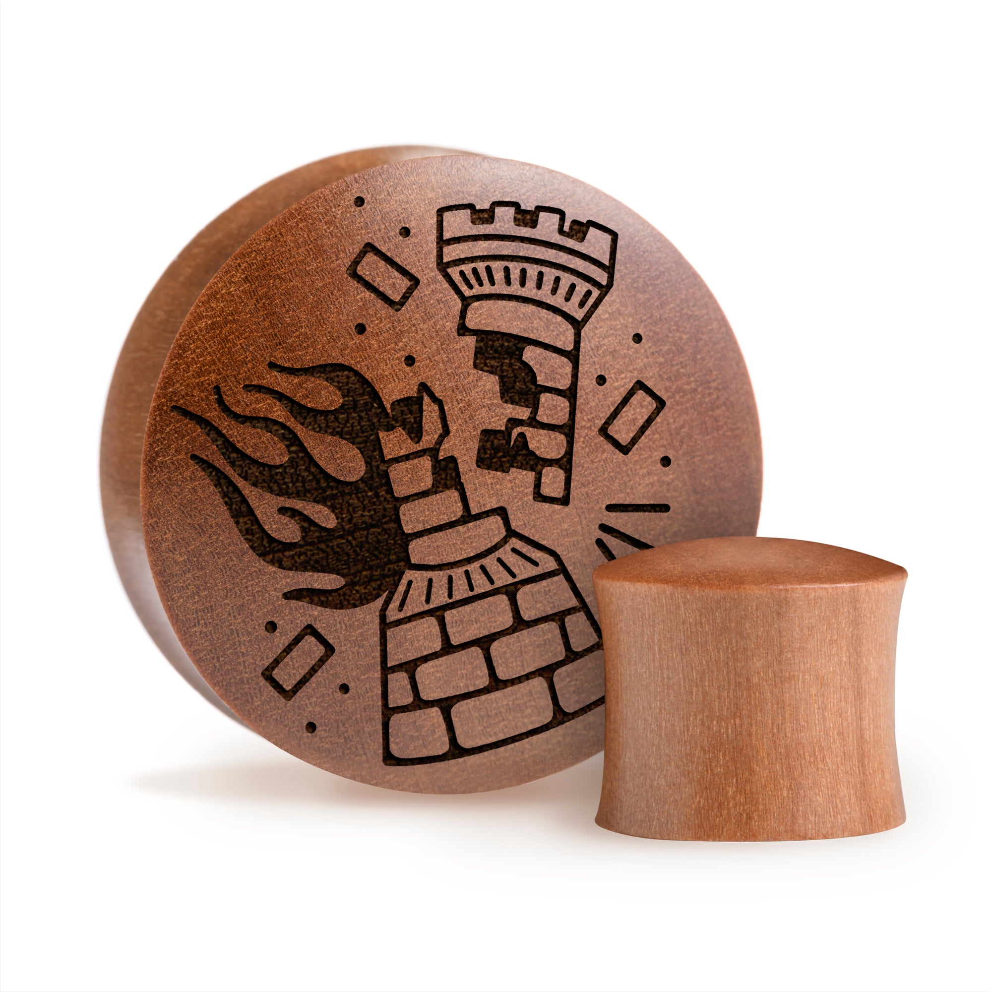 Burning Rook Tattoo Plug / Gauge - Saba Wood | Konvexe Doppelaufgeweitet