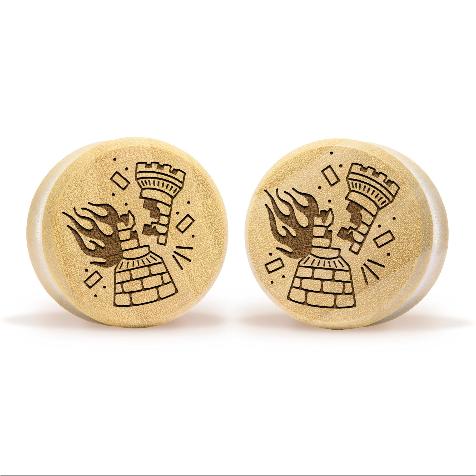 Burning Rook Tattoo Plug / gauge - Krokodilholz | Doppelaufgeweitet mit flachem Gesicht