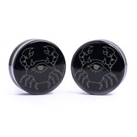 Plug / Gauge Cancer zodiaque - Verre noir | Face plate double évasé
