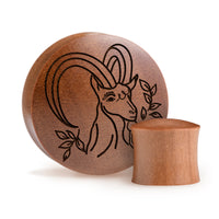 Plug / Gauge Capricorn zodiaque - Bois de Saba | Convexe double évasé