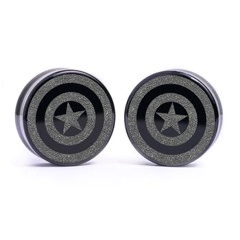 Starburst Mandala Zier Tattoo Plug / gauge - Saba Wood | Doppelaufgeweitet mit flachem Gesicht