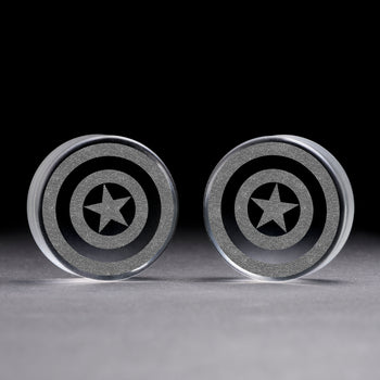 Linienmandala Zierstattoo Plug / gauge - Teakholz | Doppelaufgeweitet mit flachem Gesicht