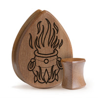 Plug Cauldron / Jauge - Goutte en bois de Saba | Double flare à face plate