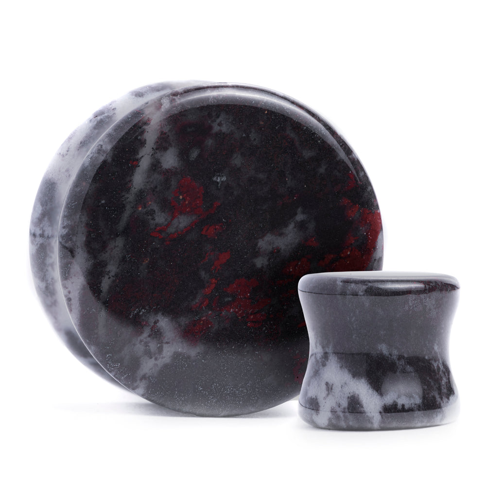 Red Cinnabar & Black Quartz Stone Plug / Gauge - Main
