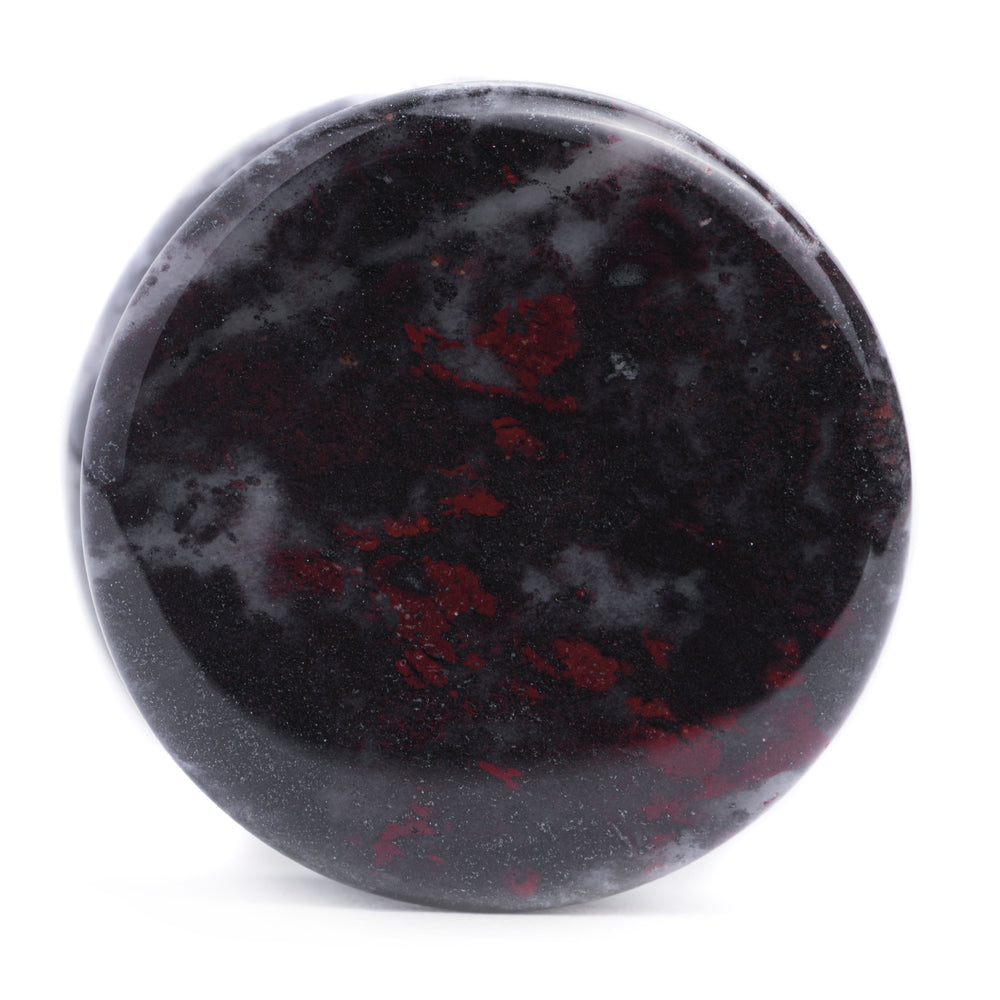 Red Cinnabar & Black Quartz Stone Plug / Gauge - Front