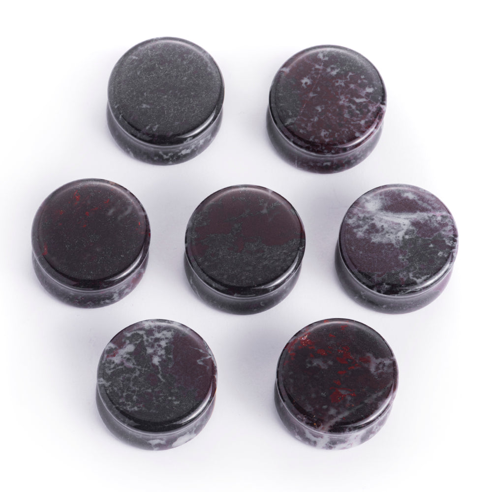 Red Cinnabar & Black Quartz Stone Plug / Gauge - Variation
