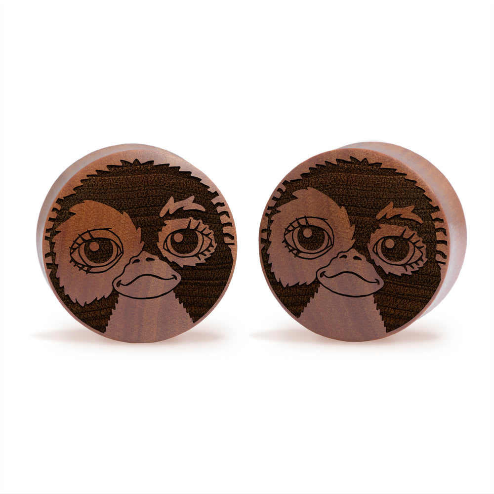 Gizmo Gremlins Plug / Gauge - Saba Wood | Convex Double Flare - Lasered To Order In House At Custom Plugs HQ