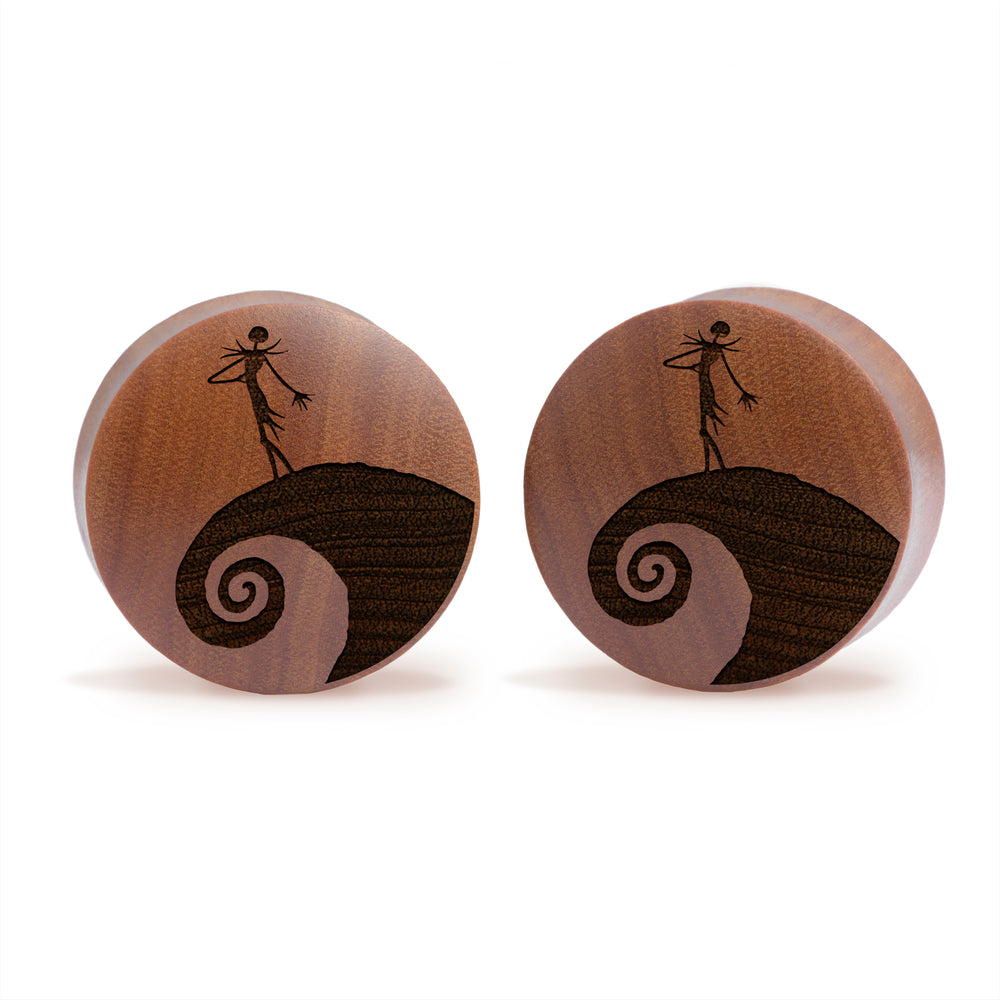 Jack Silhouette Plug / Gauge - Saba Wood | Convex Double Flare - Lasered To Order In House At Custom Plugs HQ