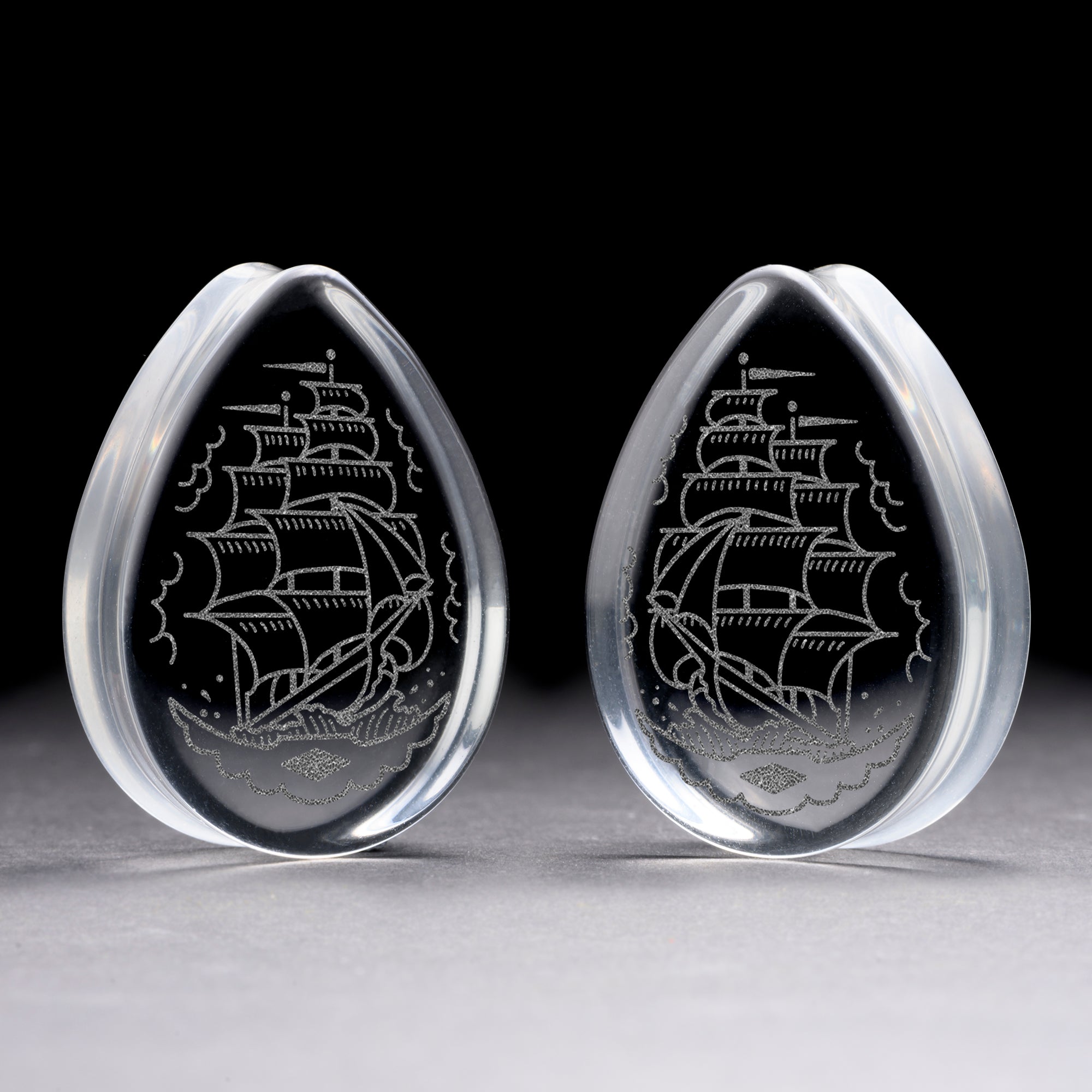 Girl wearing pretty Hammered Silver Steel Keyhole Ear Weights - Pair