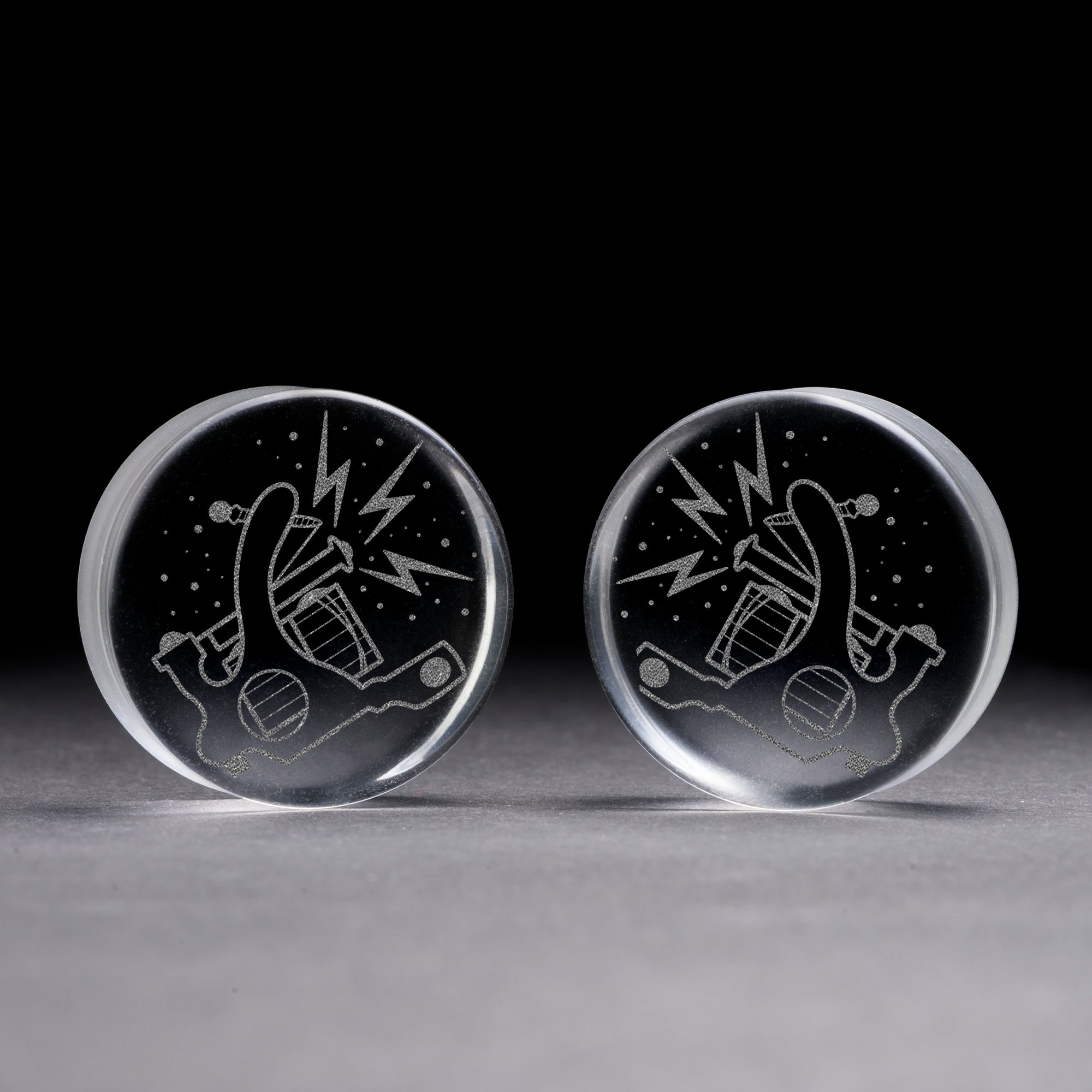 Coil Tattoo Machine Plug / Gauge - Clear Glass | Flat Faced Double Flare