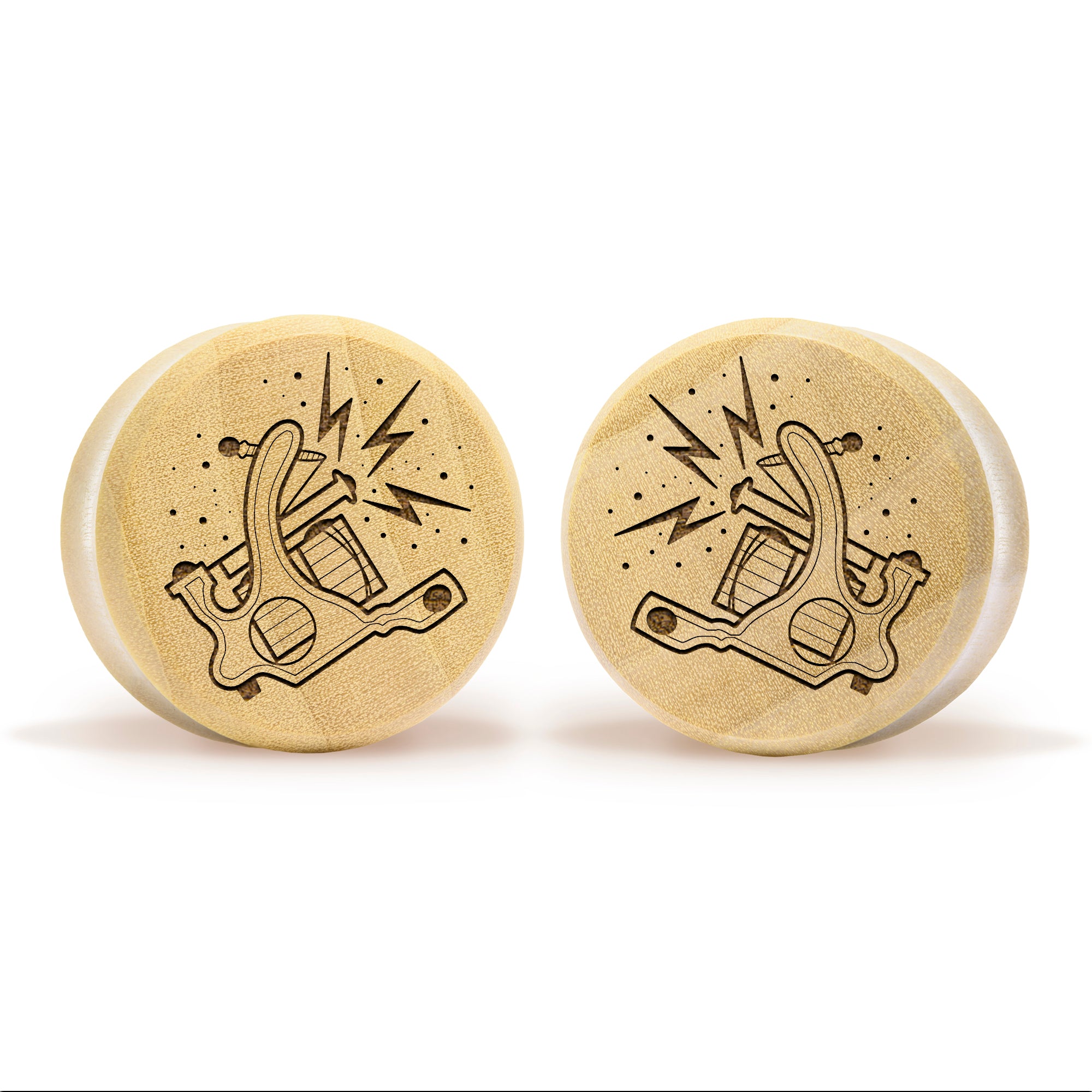 Spulen -Tattoo -Maschine Plug / Gauge - Krokodilholz | Doppelaufgeweitet mit flachem Gesicht