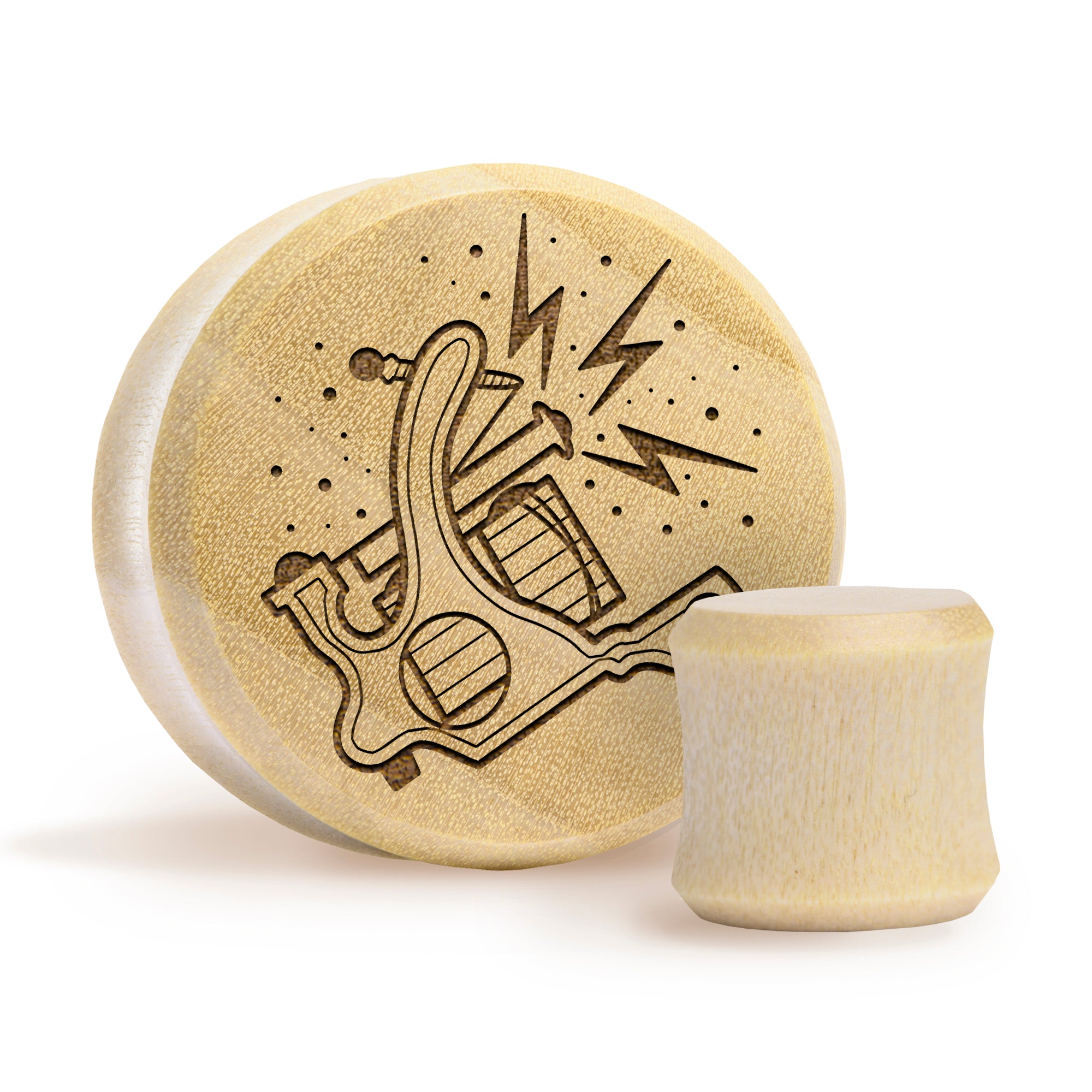 Spulen -Tattoo -Maschine Plug / Gauge - Krokodilholz | Doppelaufgeweitet mit flachem Gesicht