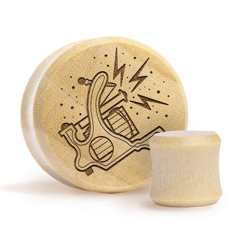 Coil Tattoo Machine Plug / Gauge - Crocodile Wood | Flat Faced Double Flare