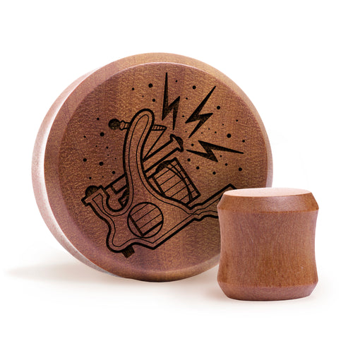 Spulen -Tattoo -Maschine Plug / Gauge - Saba Wood | Doppelaufgeweitet mit flachem Gesicht